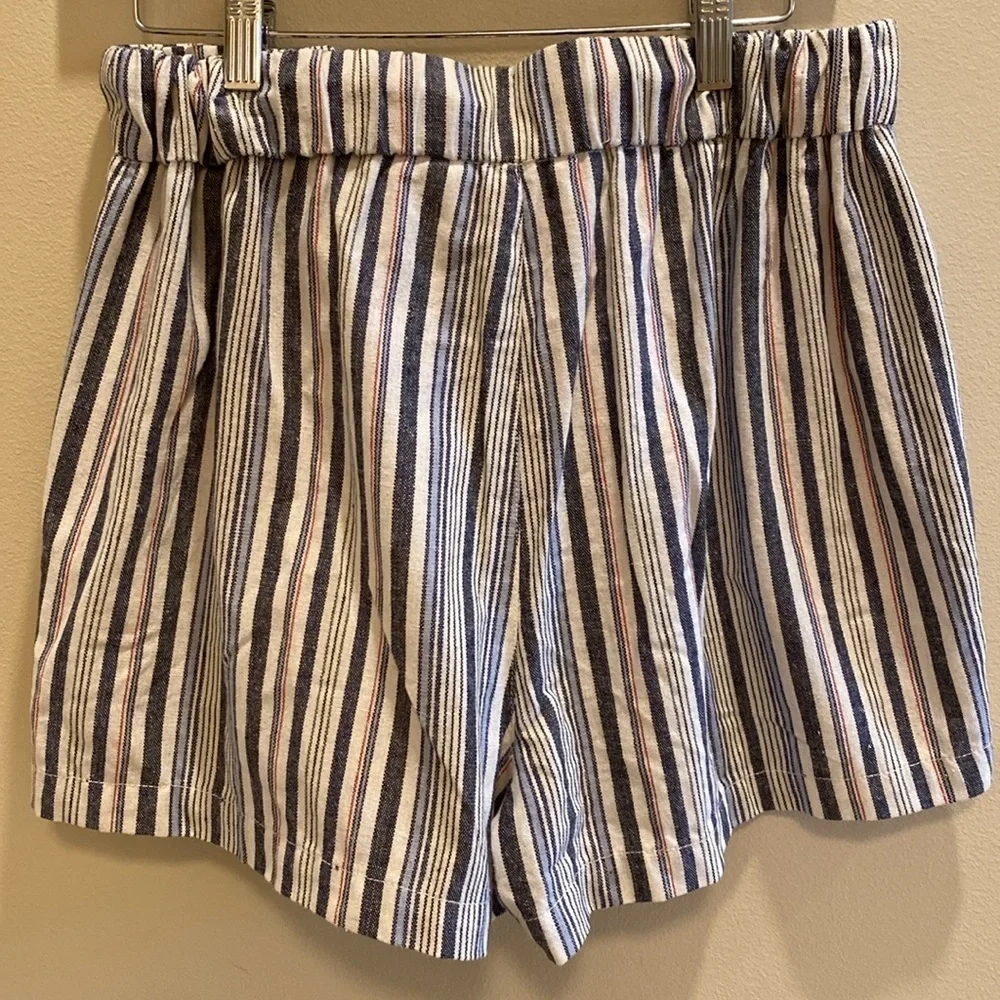 Sailor High Waisted Blue Striped Shorts  LARGE